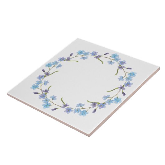 Blue Floral Wreath Tegeltje (Zijkant)