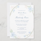 Blue Floral Wreath Vrijgezellenfeest Invite Kaart (Voorkant)