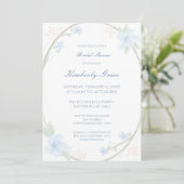 Blue Floral Wreath Vrijgezellenfeest Invite Kaart (Staand voorkant)