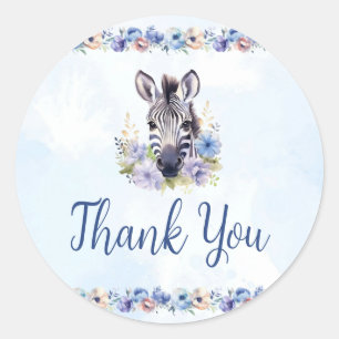 Blue Floral Zebra Dank u Sticker