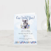 Blue Floral Zebra Verjaardag (Voorkant)