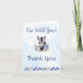 Blue Floral Zebra Verjaardag Bedankt Card (Voorkant)