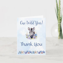 Blue Floral Zebra Verjaardag Bedankt Card