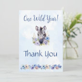 Blue Floral Zebra Verjaardag Bedankt Card Kaart (Staand voorkant)