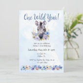 Blue Floral Zebra Verjaardag Kaart (Staand voorkant)