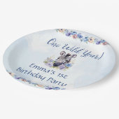 Blue Floral Zebra Verjaardag Papieren Bordje (Gekanteld)