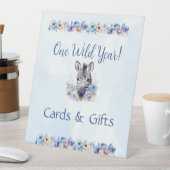 Blue Floral Zebra Verjaardag Reclamebord Met Voetstuk (Insitu)