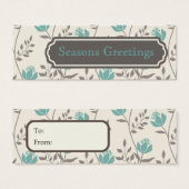 Blue Florals Cadeau Labels, profielkaarten Mini Visitekaartjes (Voorkant /achterkant)