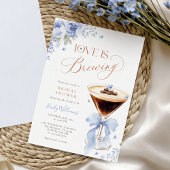 Blue Florals Coffee Bridal Shower Kaart