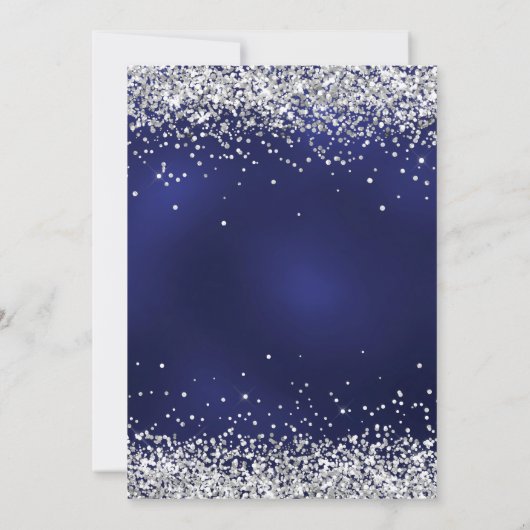 Blue florals silver 25th wedding anniversary kaart (Achterkant)