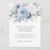 Blue Florals Thumbprint Gastenboek naamkaartje Kaart (Voorkant)