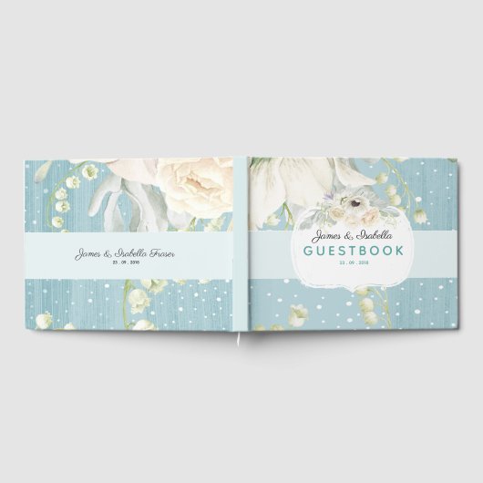 Blue  Florals Wedding Guestbook Gastenboek (Volledig)
