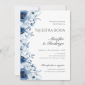 Blue Flores bruiloft uitnodiging (Voorkant)