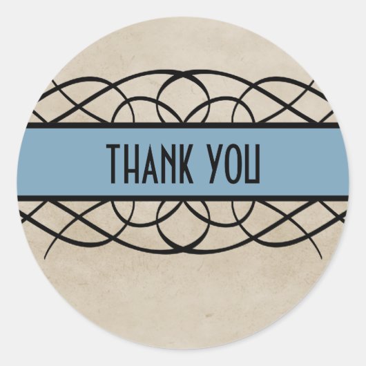 Blue Flourish Border Dank je Stickers (Voorkant)