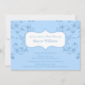 Blue Flourish Bridal Shower-uitnodiging Kaart (Voorkant)