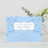 Blue Flourish Bridal Shower-uitnodiging Kaart (Staand voorkant)