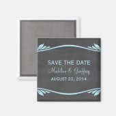 Blue Flourish Chalkboard Save the Date Magnet (Voorkant / Achterkant)
