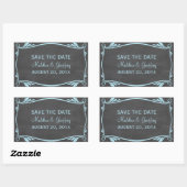 Blue Flourish Chalkboard Save the Date Stickers (Vel)