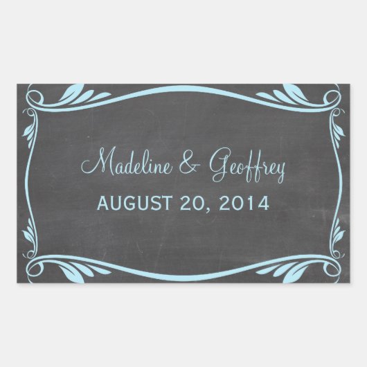 Blue Flourish Chalkboard Wedding Stickers (Voorkant)