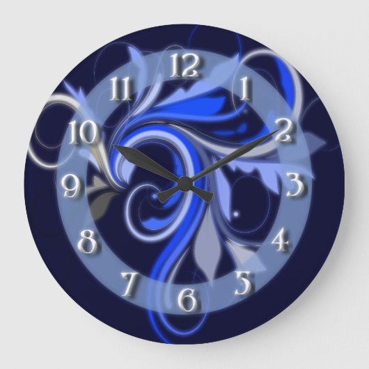 Blue Flourish Grote Klok (Voorkant)