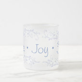 Blue Flourish Peace Joy Love Kerstmis Matglas Koffiemok (Center)