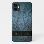 Blue Flourish Personalized Case-Mate iPhone Case (Achterkant)