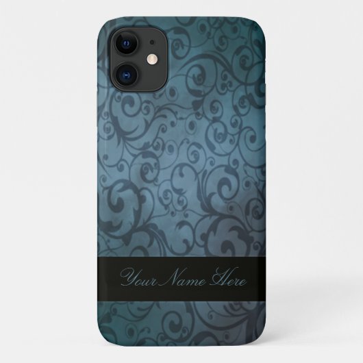 Blue Flourish Personalized Case-Mate iPhone Case (Achterkant)