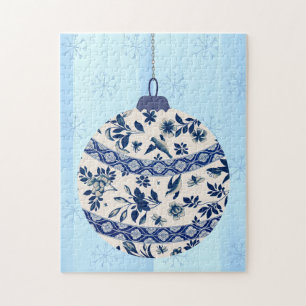 Blue  Flow Blue Christmas Ornament Puzzel