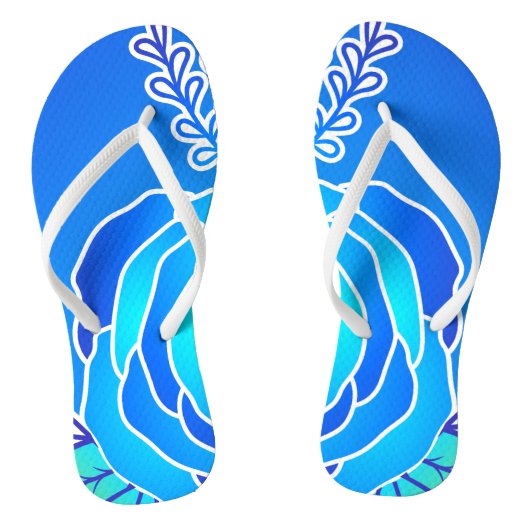 Blue Flower Abstracte Stijl persoonlijke naam Teenslippers (Voetbed)