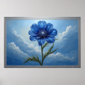 Blue Flower Against Bright Cloudy Sky Poster (Voorkant)