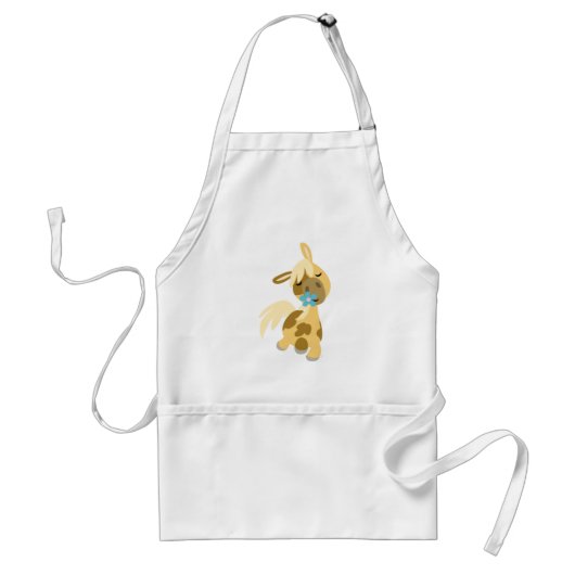 Blue Flower and Cute Cartoon Pony Apron Standaard Schort (Voorkant)