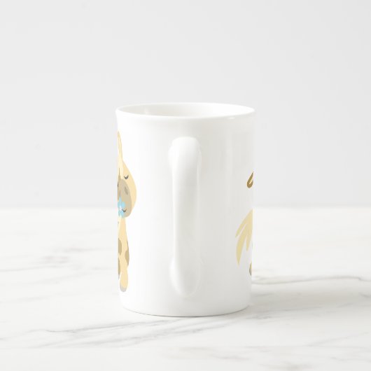 Blue Flower and Cute Cartoon Pony Bone China Mok (Achterkant)