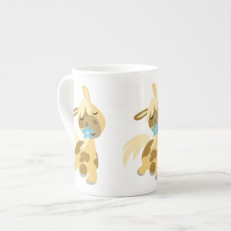 Blue Flower and Cute Cartoon Pony Bone China Mok