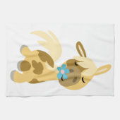 Blue Flower and Cute Cartoon Pony Kitchen Towel Theedoek (Horizontaal)