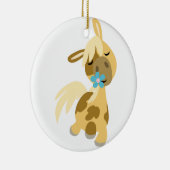 Blue Flower and Cute Cartoon Pony Ornament (Rechts)