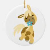 Blue Flower and Cute Cartoon Pony Ornament (Achterkant)