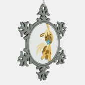 Blue Flower and Cute Cartoon Pony Pewter Ornament (Links)