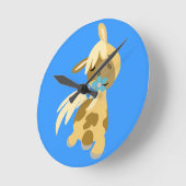 Blue Flower and Cute Cartoon Pony Wall Clock Ronde Klok (Hoek)