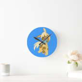 Blue Flower and Cute Cartoon Pony Wall Clock Ronde Klok (Huis)