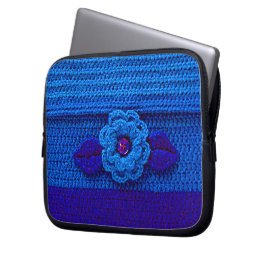 Blue Flower Artisan Haakprint Elektronica Tas