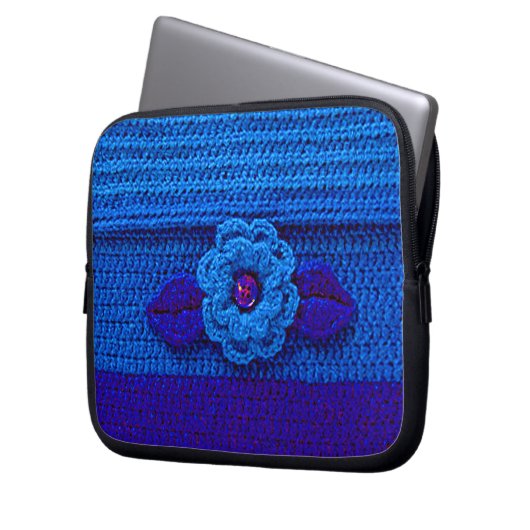 Blue Flower Artisan Haakprint Elektronica Tas (Voorkant Links)