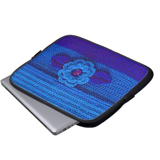 Blue Flower Artisan Haakprint Elektronica Tas (Voorkant onderkant)