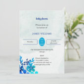 Blue Flower Baby shower gepersonaliseerd Kaart (Staand voorkant)