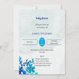 Blue Flower Baby shower gepersonaliseerd Kaart