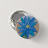 Blue Flower Badge Ronde Button 3,2 Cm (Voorkant /achterkant)