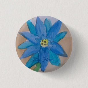 Blue Flower Badge Ronde Button 3,2 Cm