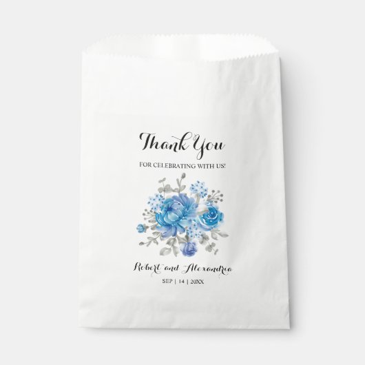 Blue Flower Bedankt voor het komende huwelijk Bedankzakje (Voorkant)