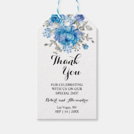 Blue Flower Bedankt voor je huwelijksreis. Cadeaulabel