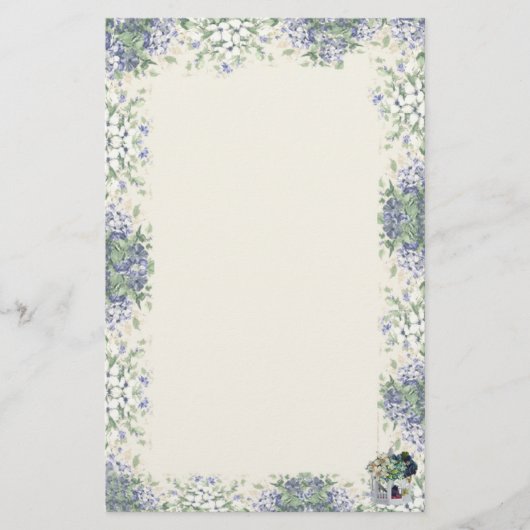 Blue Flower Birdhouse-Briefpapier Briefpapier (Voorkant)