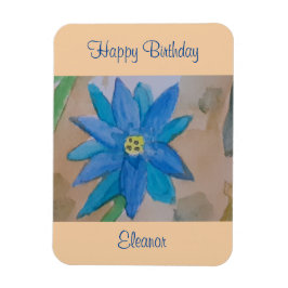 Blue Flower Birthday Magneet